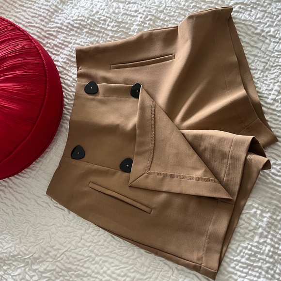 Cognac button front skort - Picture 3 of 5